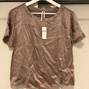 Anthropologie Taupe Silk Top
